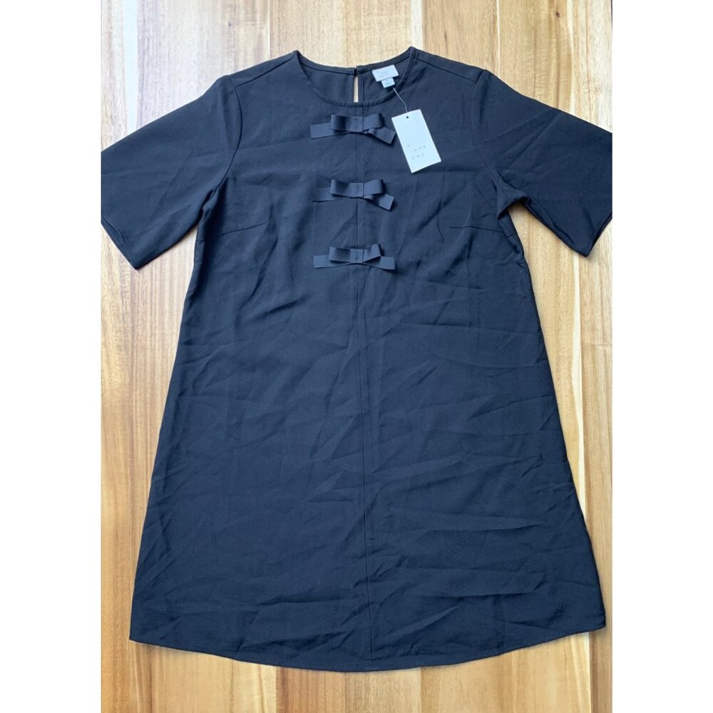 A New Day Womens Black Bow Accent Short Sleeve A-Line Dress Size Small - Picture 8 of 11